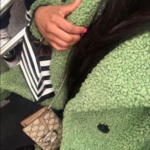 Zara green teddy coat